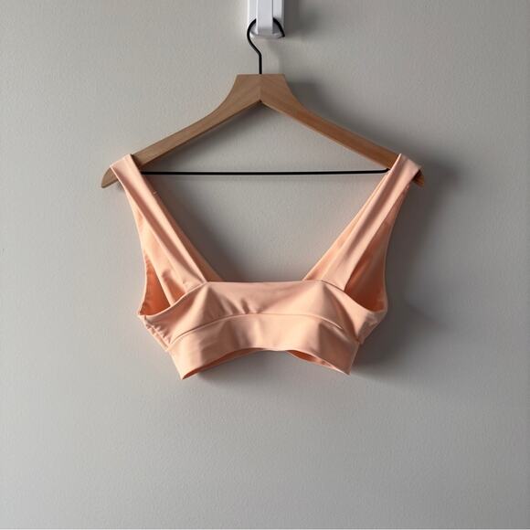 Lulus Triangle Bikini Top Light Orange Orange Stretch ruched light support swim - Picture 2 of 10